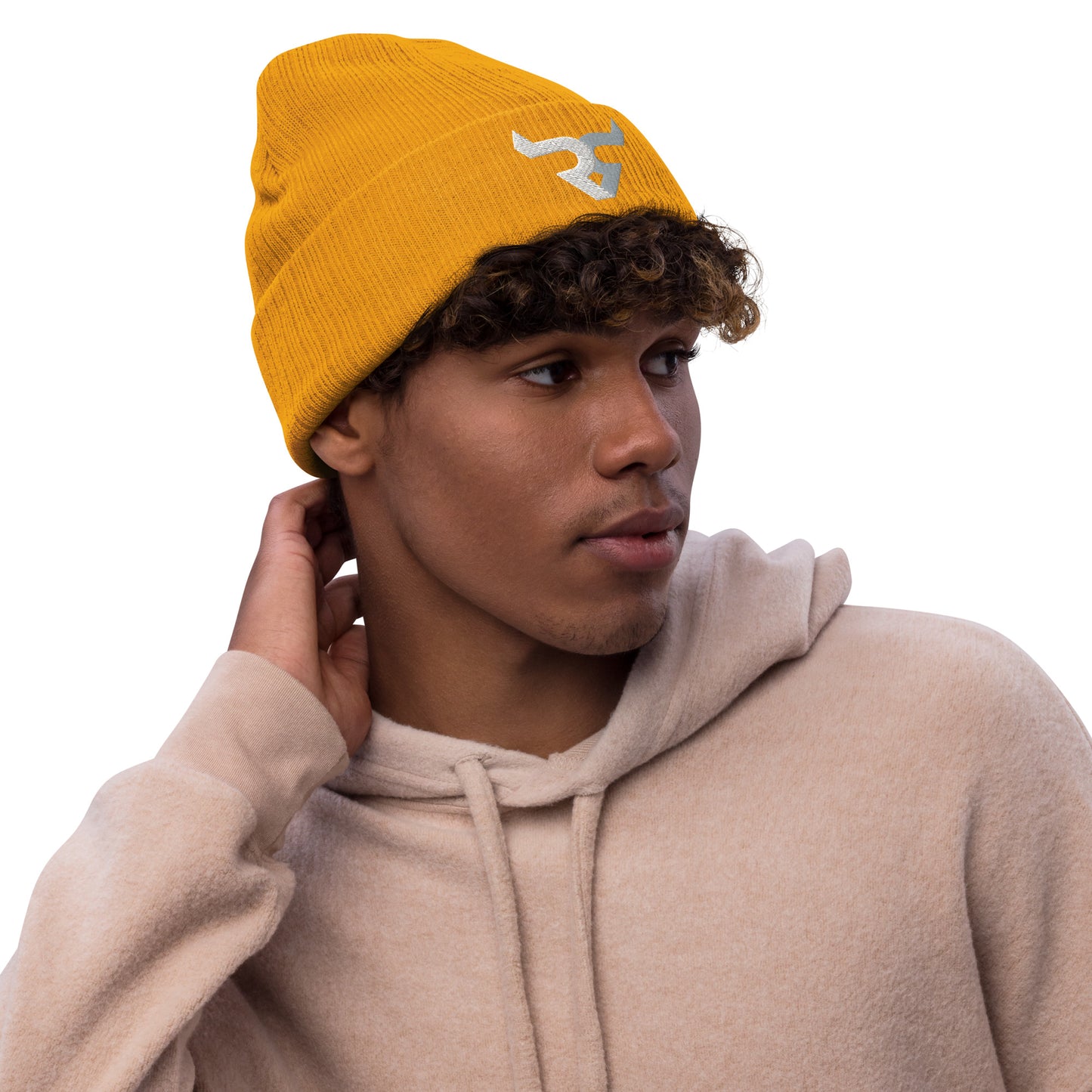 Double R Ribbed knit beanie